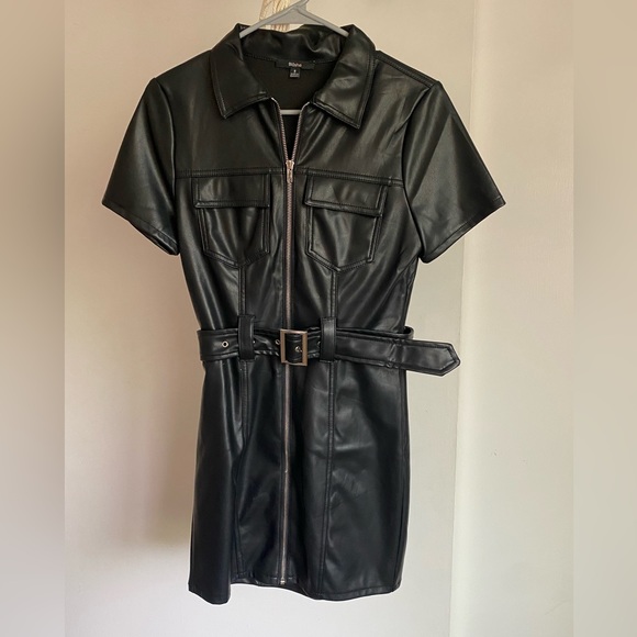 Dresses | Moto Faux Leather Dress | Poshmark